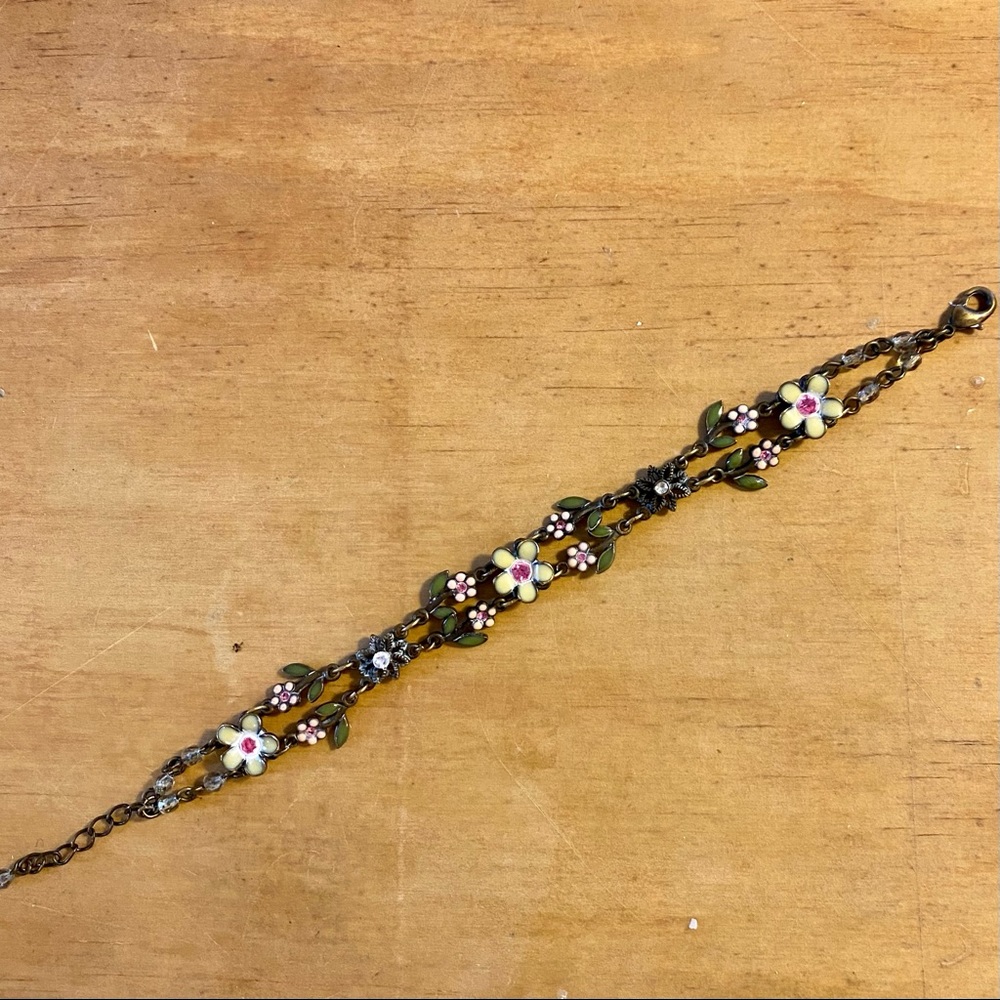 Sweet vintage cloisonné  bracelet, scattered flowers and vines ✿✿✿